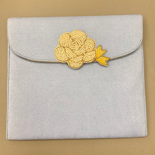 Flower Motif Suede  Envelope - Double Gaddi