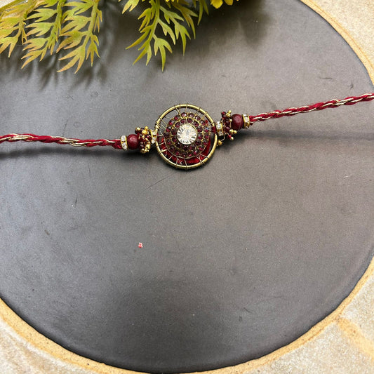 Red with White Stone Rakhi