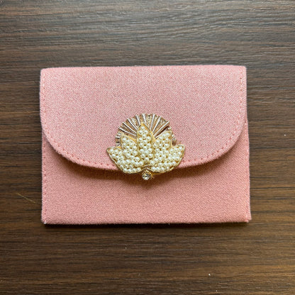Lotus Motif Suede Envelope - Small