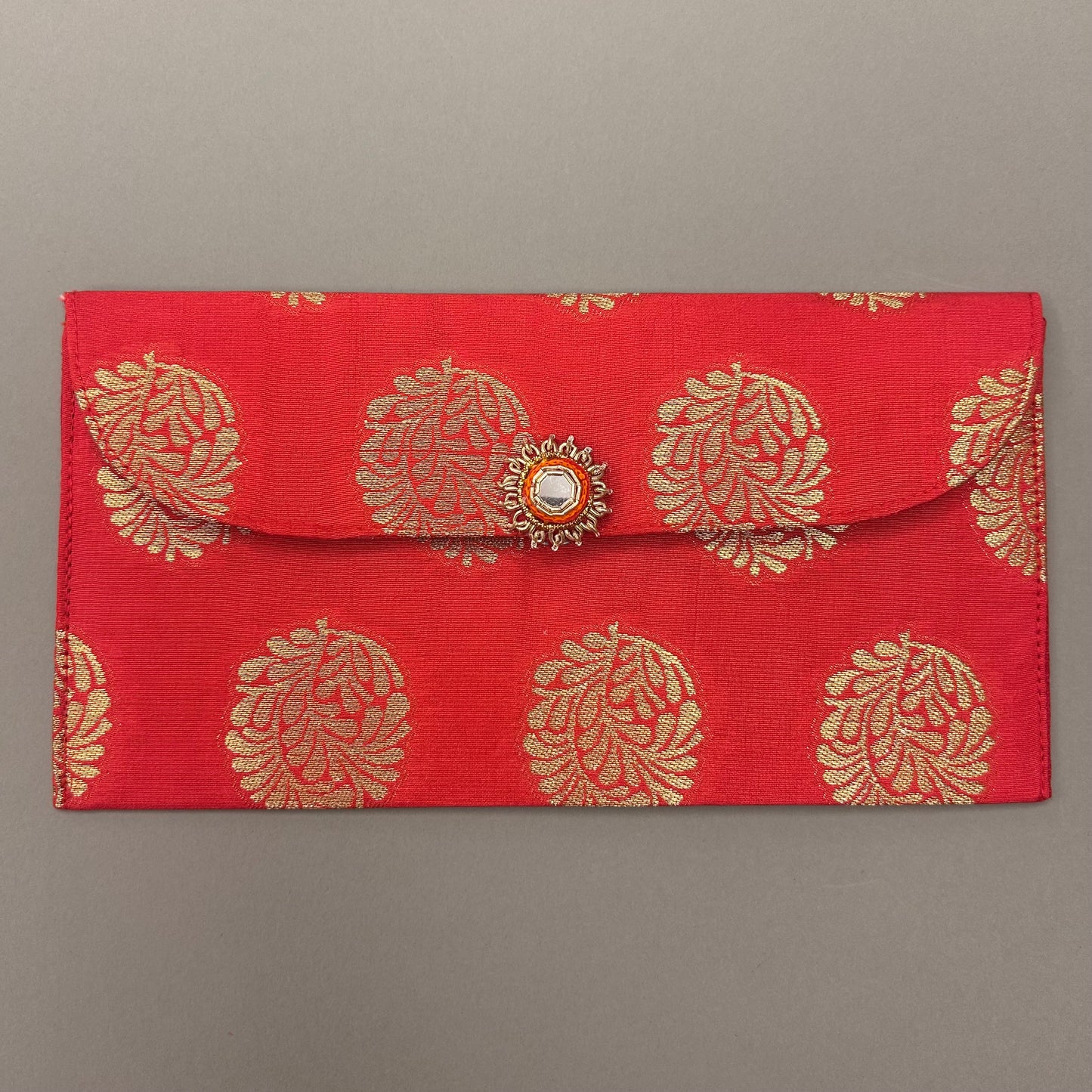 Red & Gold Brocade Fabric Envelope