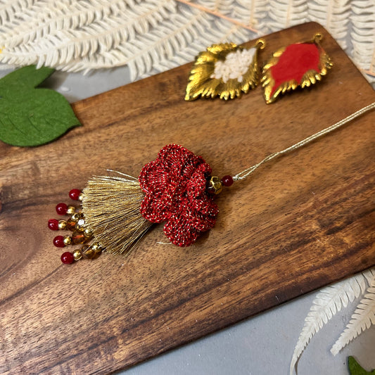 Red Crochet & Golden Tassel Lumba