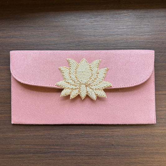 Lotus Motif Suede Envelope - Large