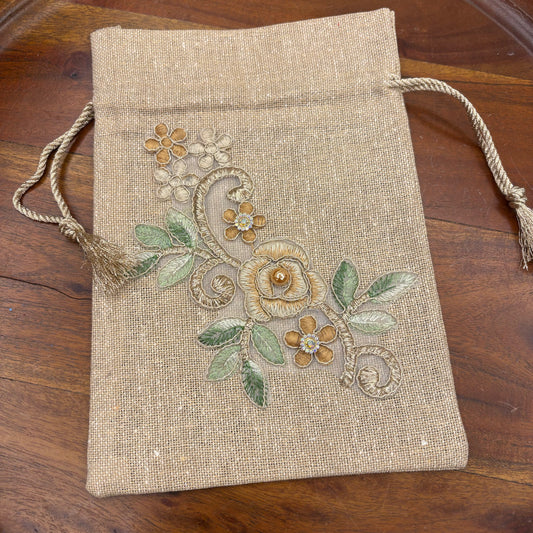 Jute Potli With Flowers