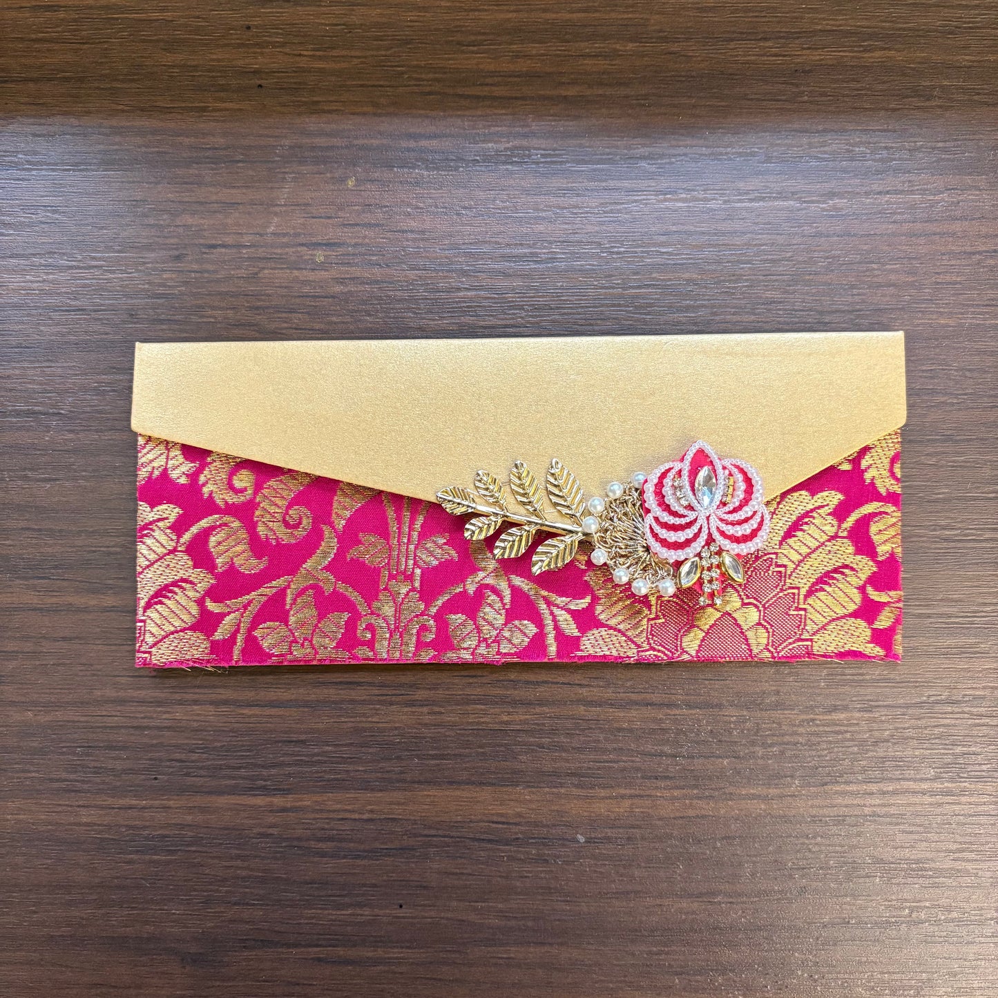 Pink Brocade on Envelope with Lotus