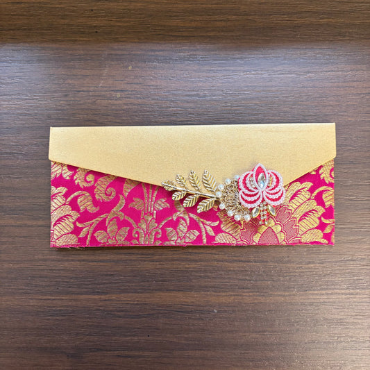 Pink Brocade on Envelope with Lotus
