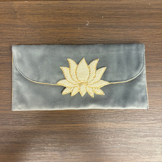 Lotus Motif Suede Foam Envelope - Large