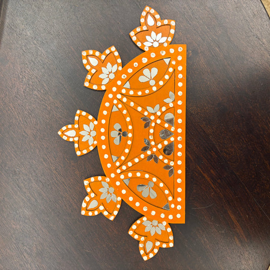 Orange Semi Circle Rangoli - 14"
