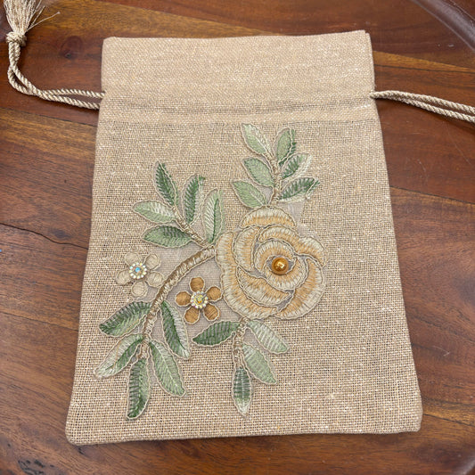 Jute Potli With Flowers