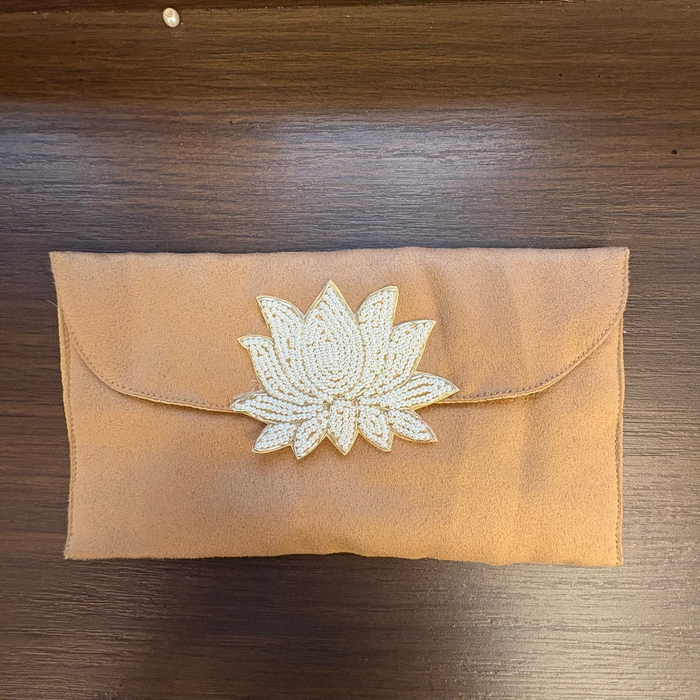 Lotus Motif Suede Foam Envelope - Large