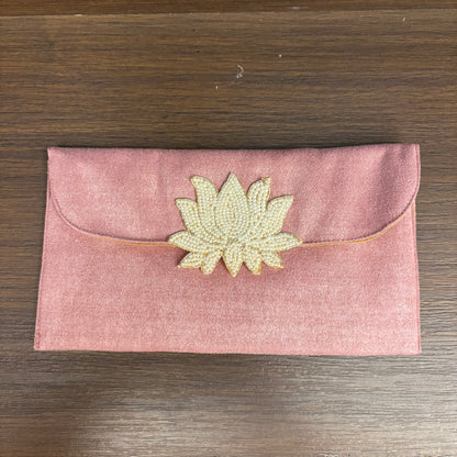 Lotus Motif Suede Foam Envelope - Large