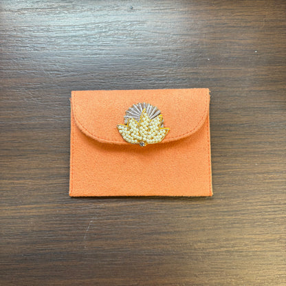 Lotus Motif Suede Envelope - Small
