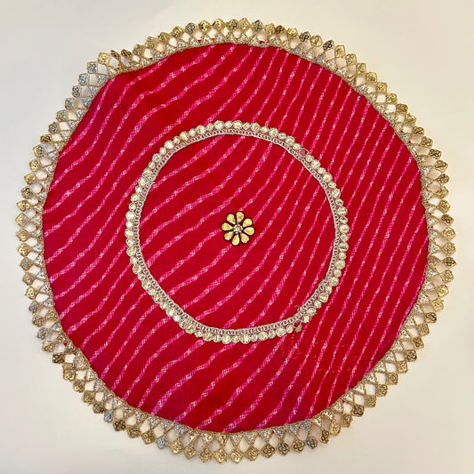 Round Lace with Leheriya Tray Cover