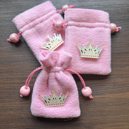 Furry Coin Bag with Crown