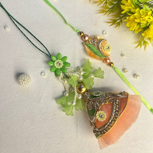 Peach Green Maal Lumba Set