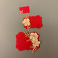 Red Tags With Baby Pink Flowers