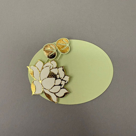 Green White Golden Lotus Tags