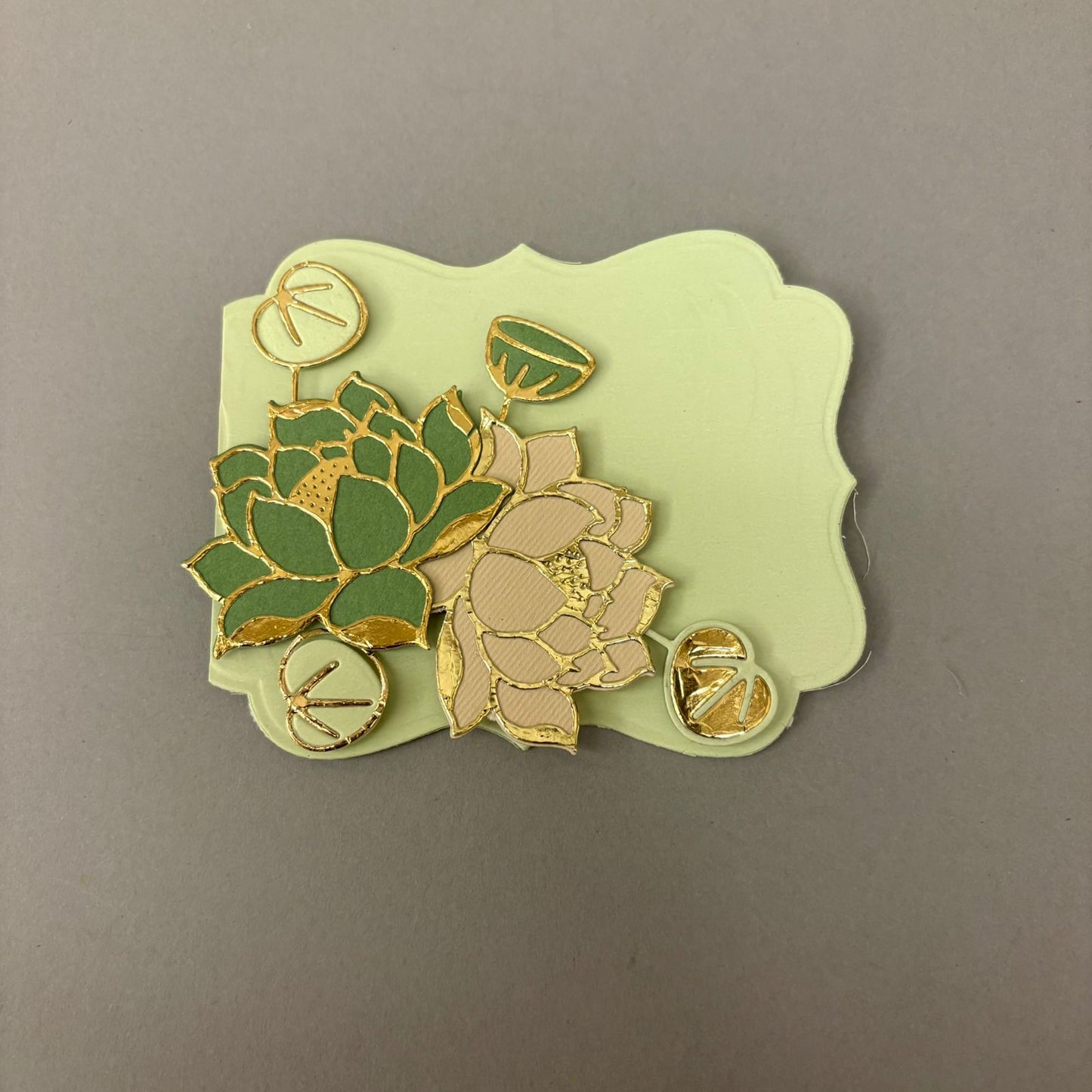 Green White Golden Lotus Tags