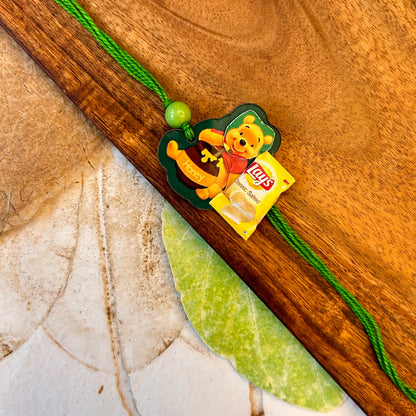 Pooh with Kurkure - handcrafted kids' rakhi for boys, design detail | Traditions4u