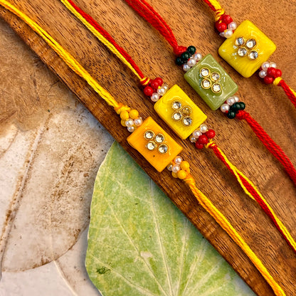Stone Studded - handcrafted Sadi thread rakhi | Traditions4u