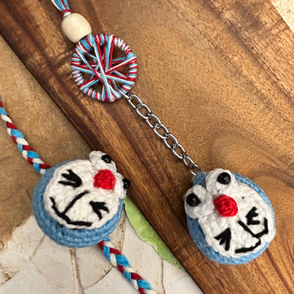 Doremon Crochet Lumba - handcrafted Lumba rakhi for bhabhi, design detail | Traditions4u