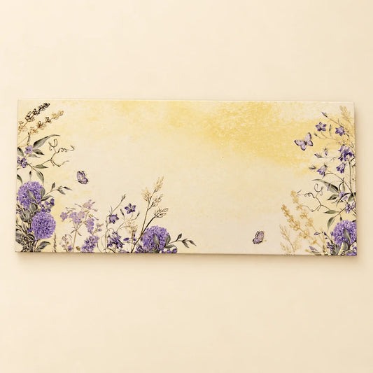 Lavender on Off White Envelope