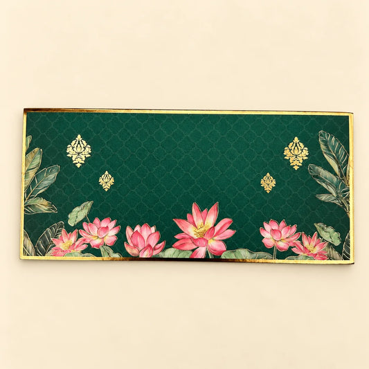 Lotus on Dark Green Envelope