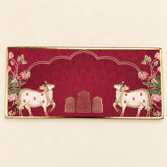 Pichwai Cow on Maroon Envelope
