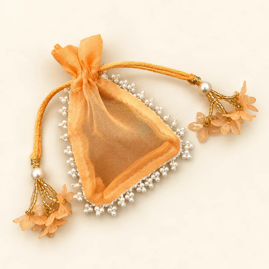 Pearl Border Organza Coin Bags