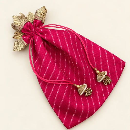 Pink Leheriya with Gota Leaf 1 Kg Bag