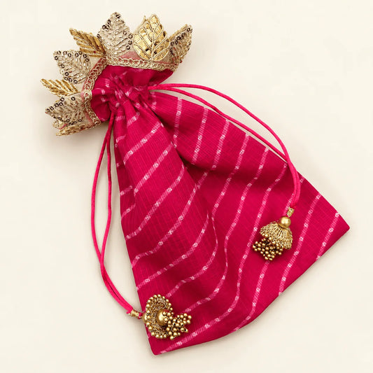 Pink Leheriya With Gota Leaf 250g Bag