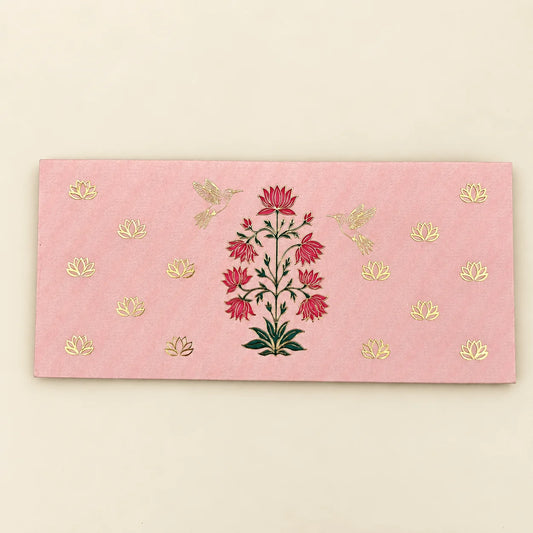 Lotus with Hummingbird on Light Pink Envelope