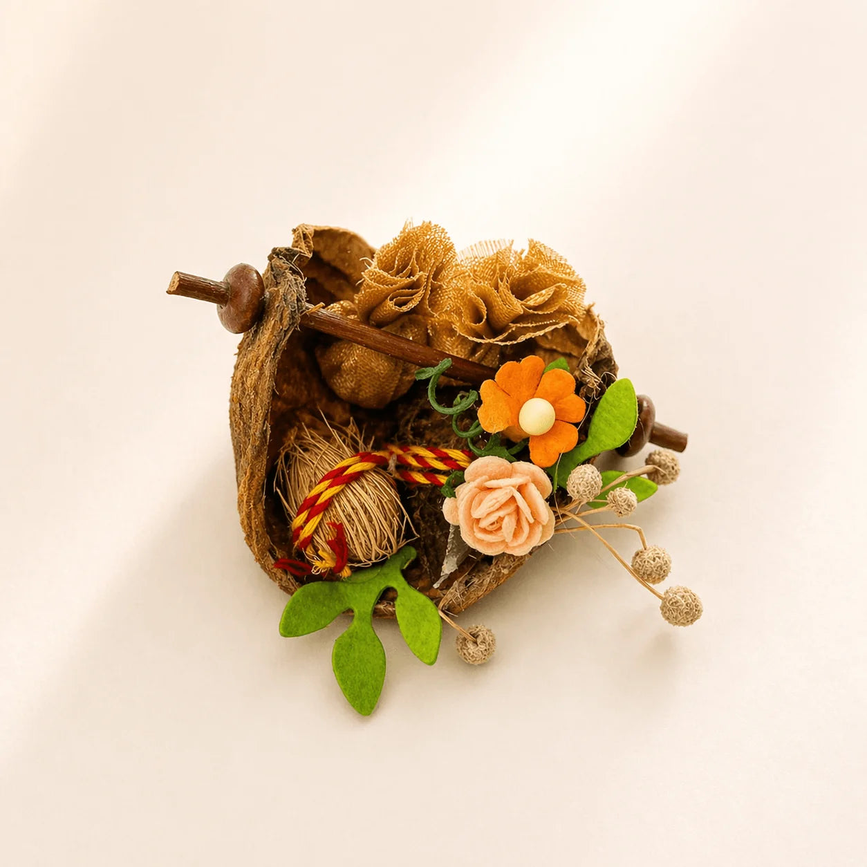 Dry Flower Basket Roli Chawal Gat Narial