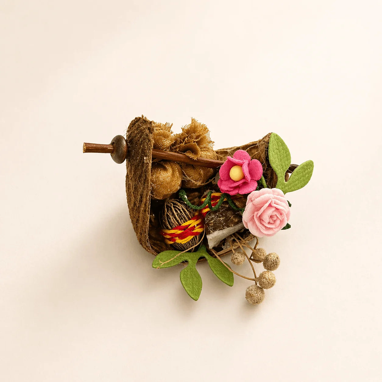 Dry Flower Basket Roli Chawal Gat Narial