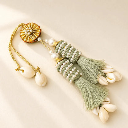 Candle Shape Lumba with Kaudi - handcrafted Lumba rakhi for bhabhi, alternate view | Traditions4u
