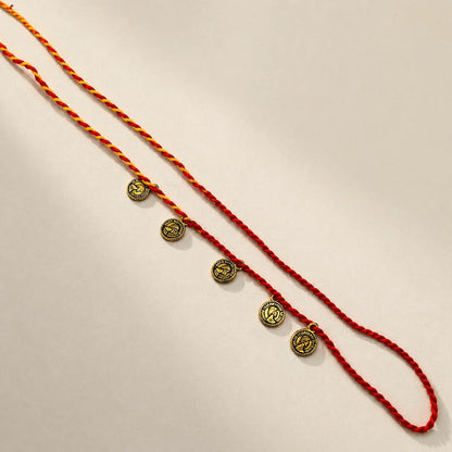 Coin Sadi Rakhi - handcrafted Sadi thread rakhi, design detail | Traditions4u