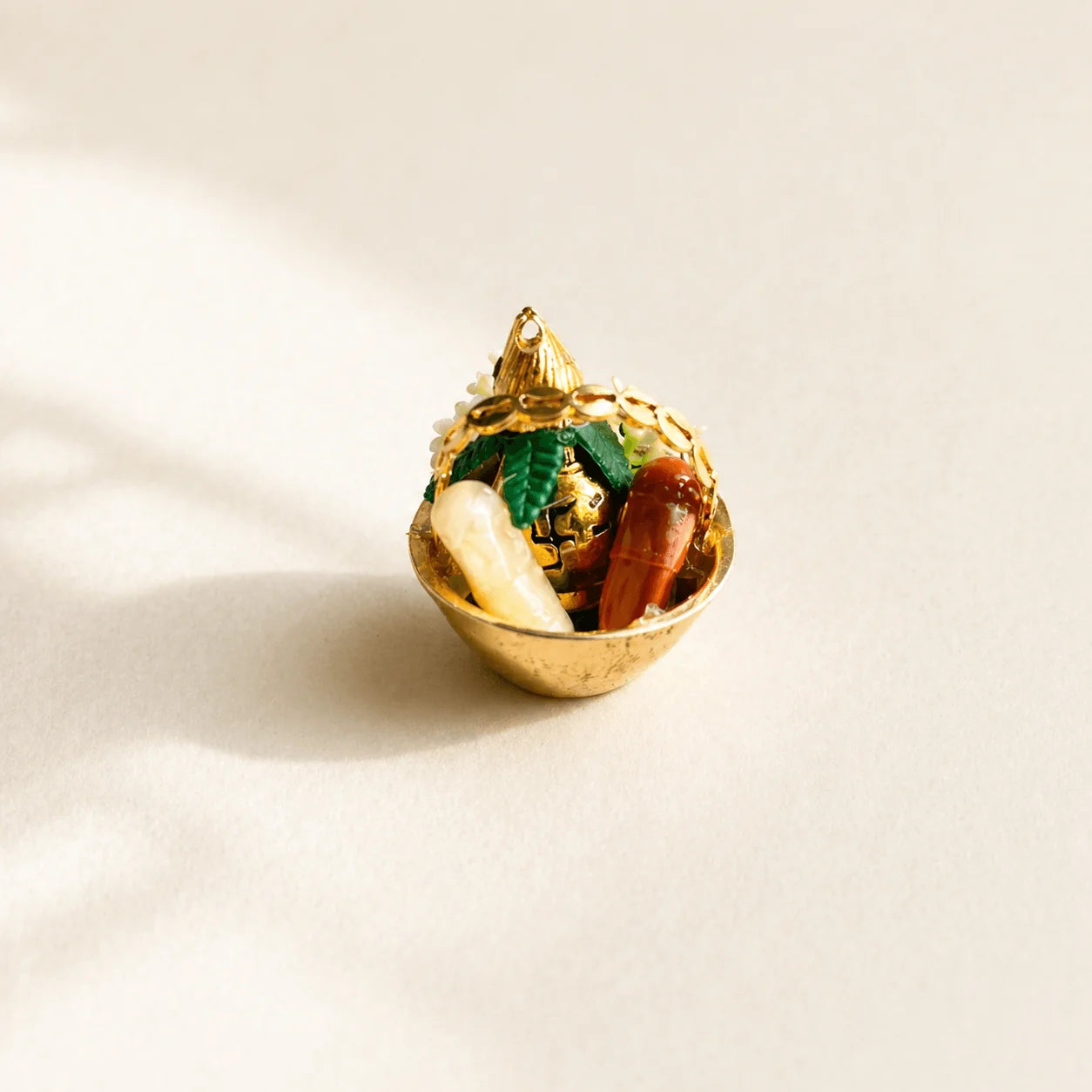 Golden Basket Kalash Roli Chawal Narial