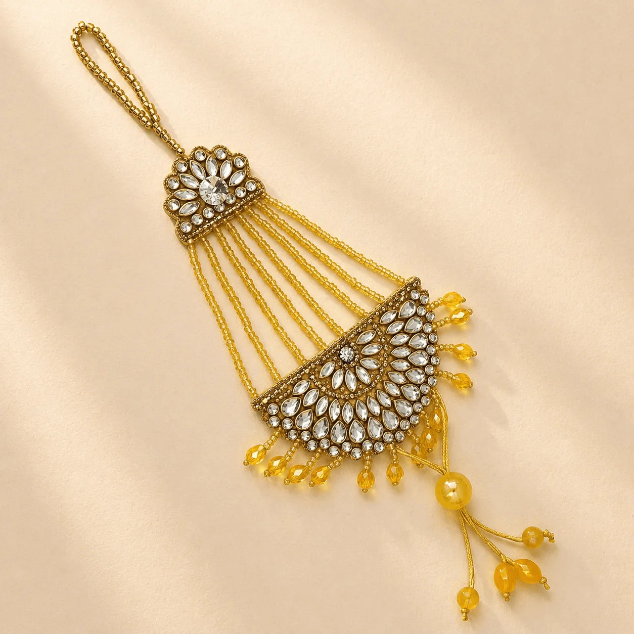Yellow Kundan Hathphool