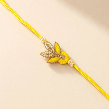 Pearl Leaf Chakalya - handcrafted Chakalya for Raksha Bandhan puja, design detail | Traditions4u