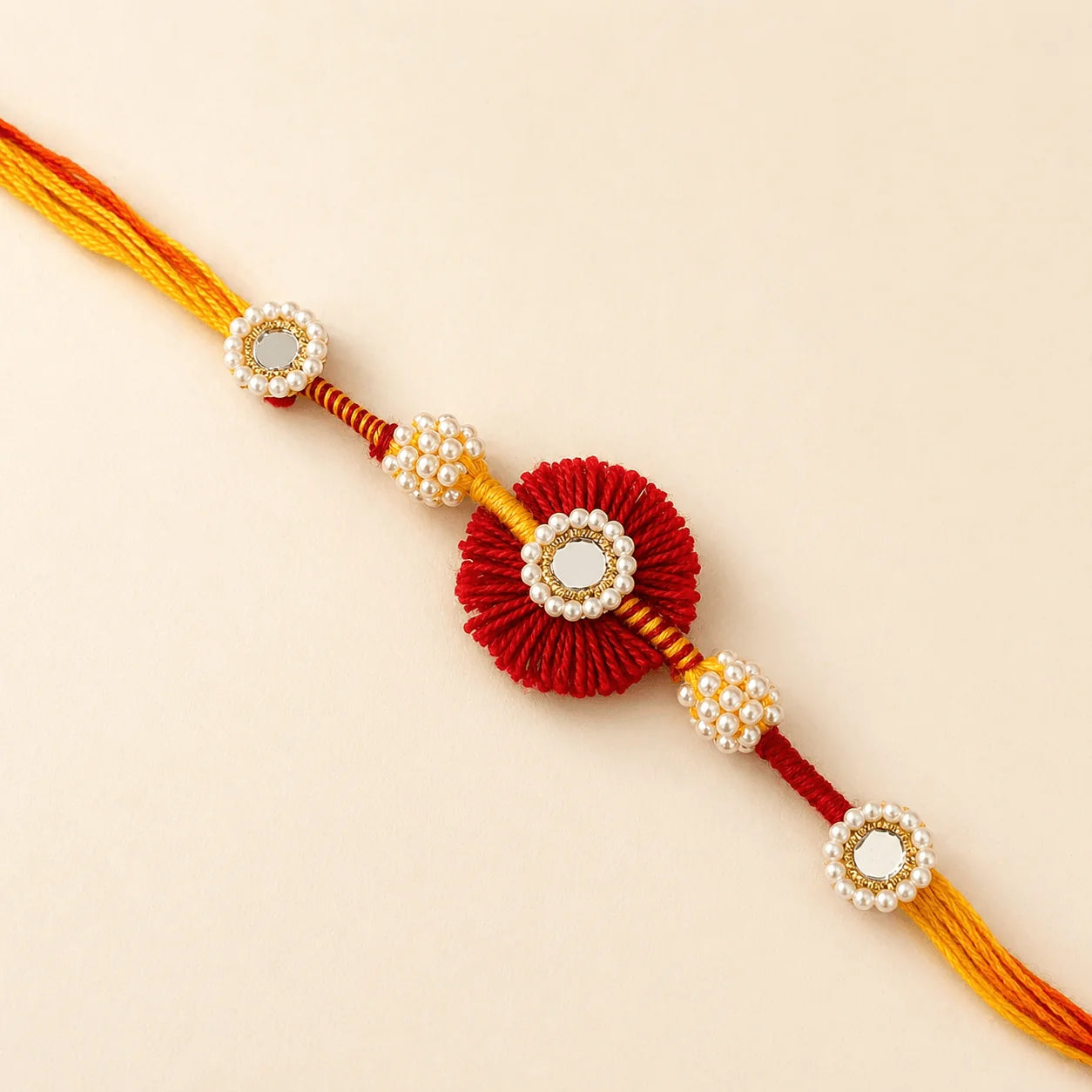 Red Chakalya with Mirror Motif