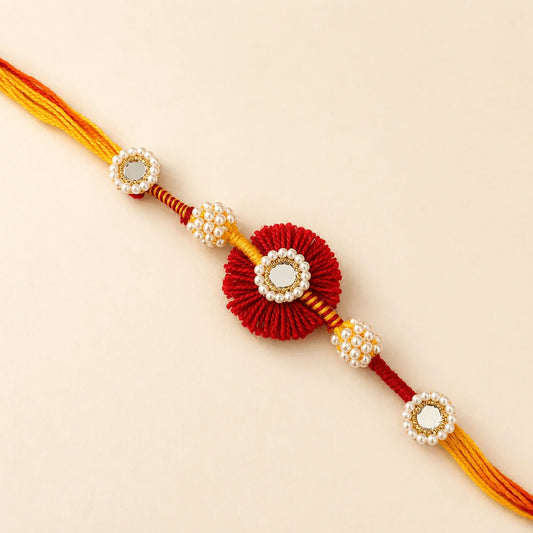 Red Chakalya with Mirror Motif