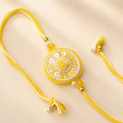 Small Rose Chakalya - handcrafted Chakalya for Raksha Bandhan puja, design detail | Traditions4u
