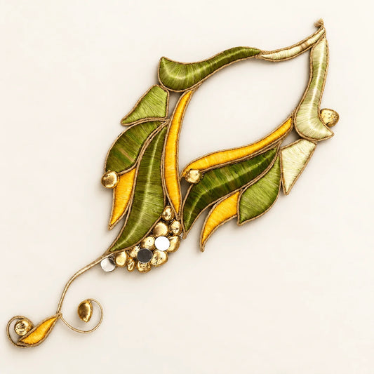 Yellow Green Ornament Floor Rangoli