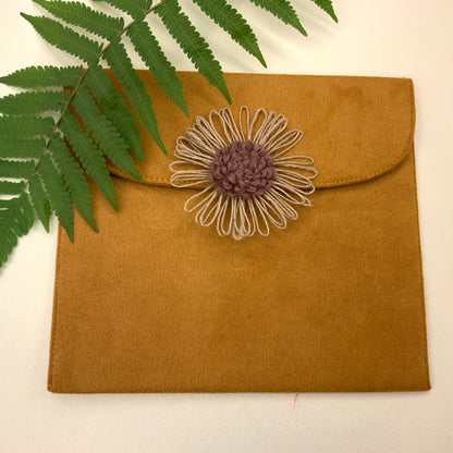 Jute Flower Suede Envelope - Double
