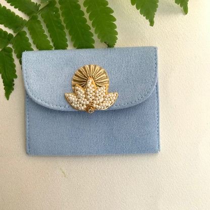 Lotus Motif Suede Envelope - Small